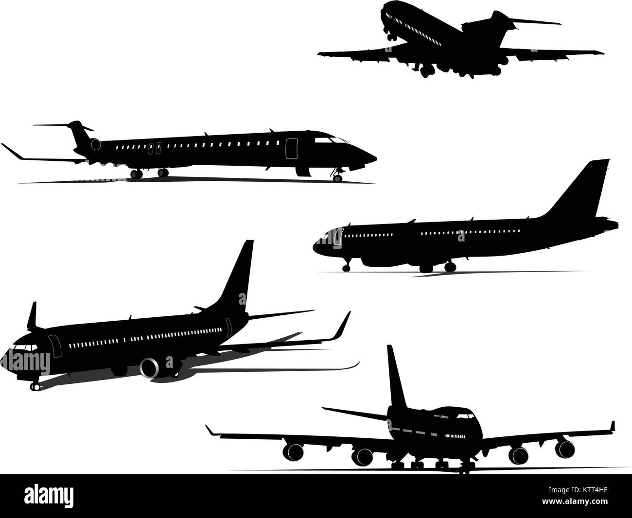 Airplane silhouettes. Vector illustration for designers Stock Vector ...