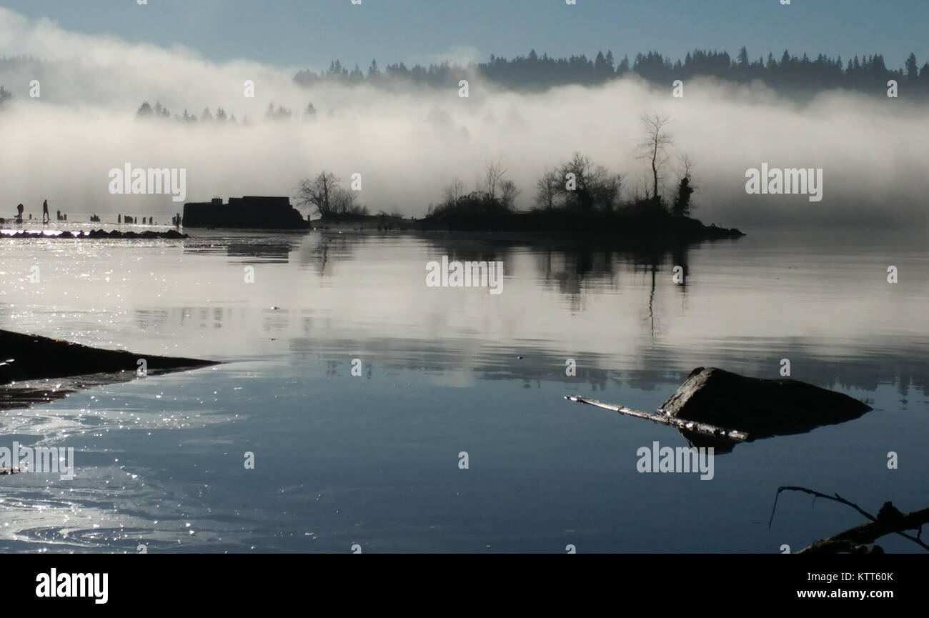 Foggy Inlet, Port Moody, British Columbia, Canada Stock Photo