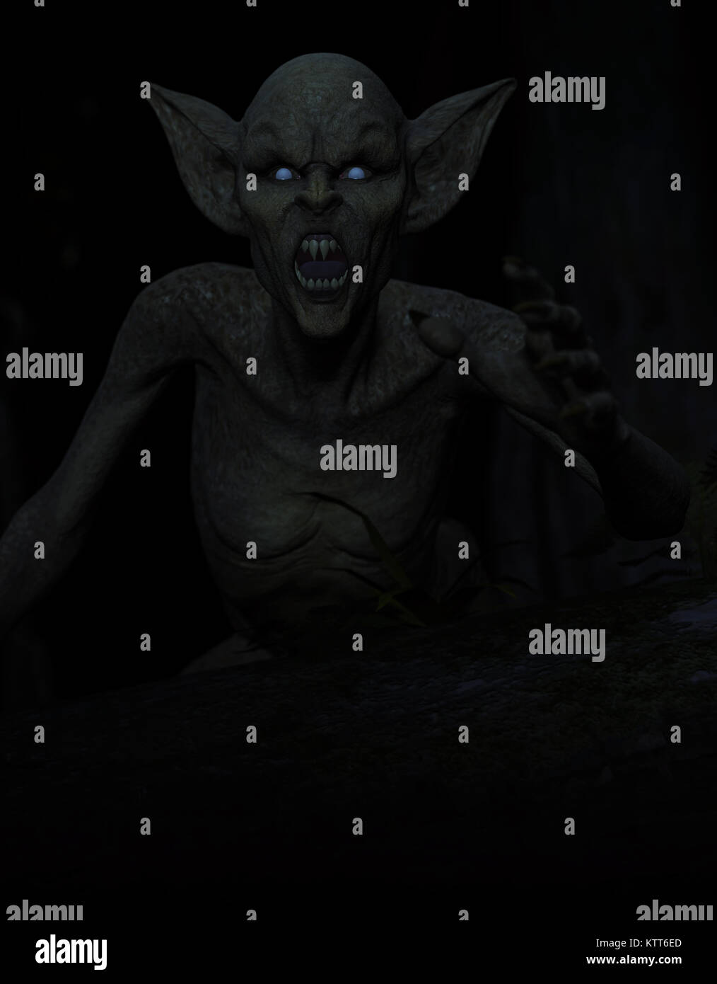 3d illustration of Scary monster out from the dark forest Stock Photo ...