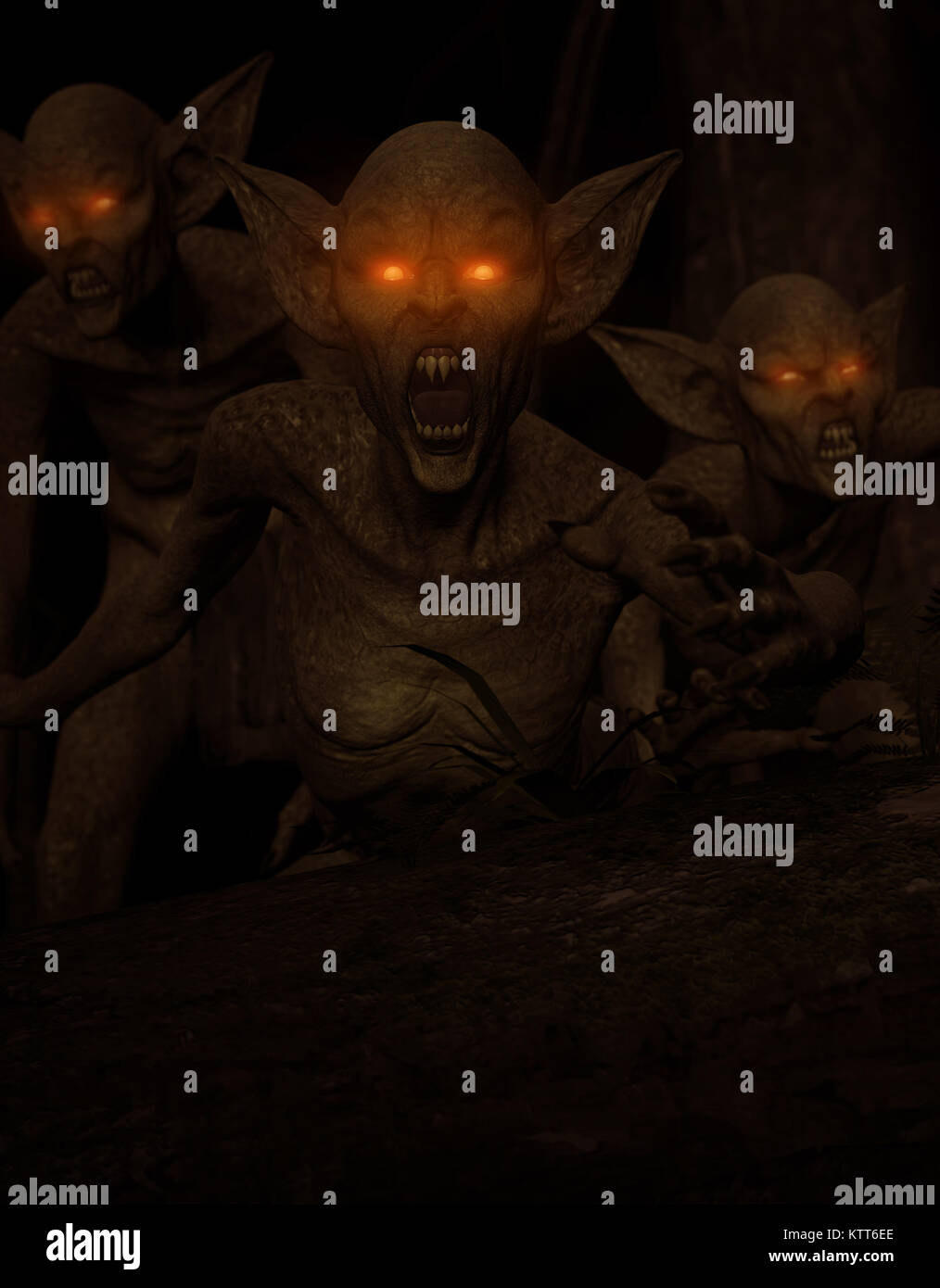 3d illustration of Scary monster out from the dark forest Stock Photo ...