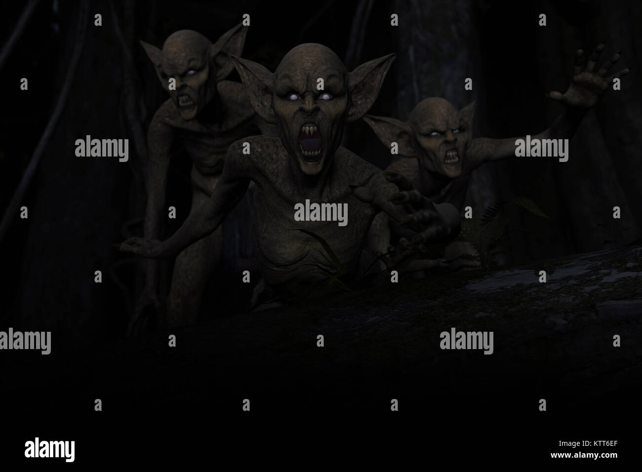 3d illustration of Scary monster out from the dark forest Stock Photo ...