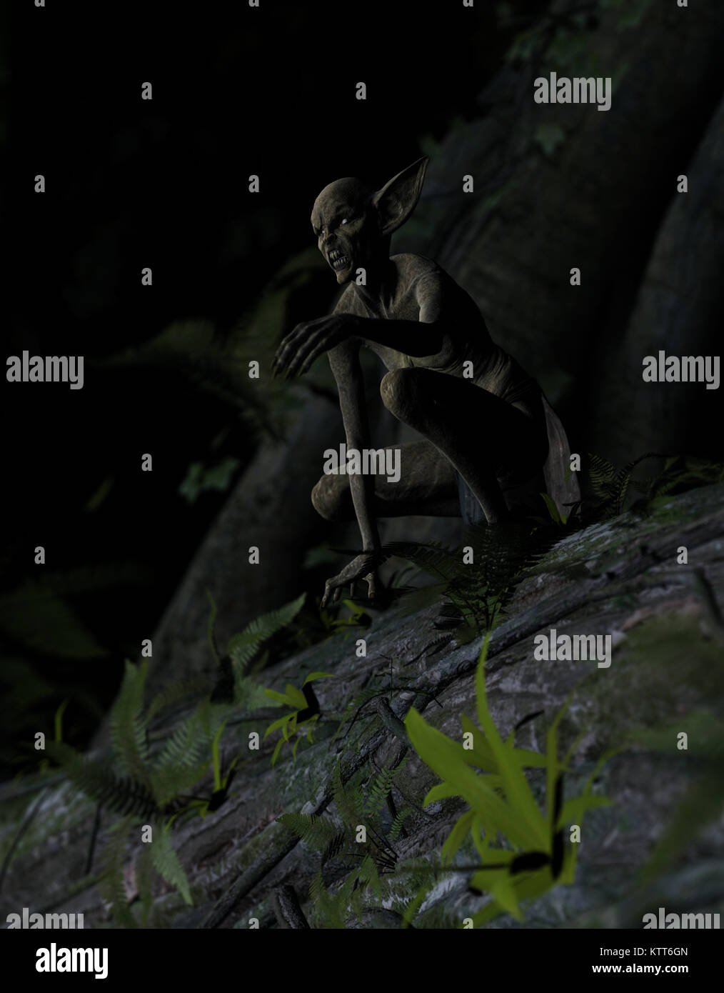 3d illustration of Scary monster out from the dark forest Stock Photo ...