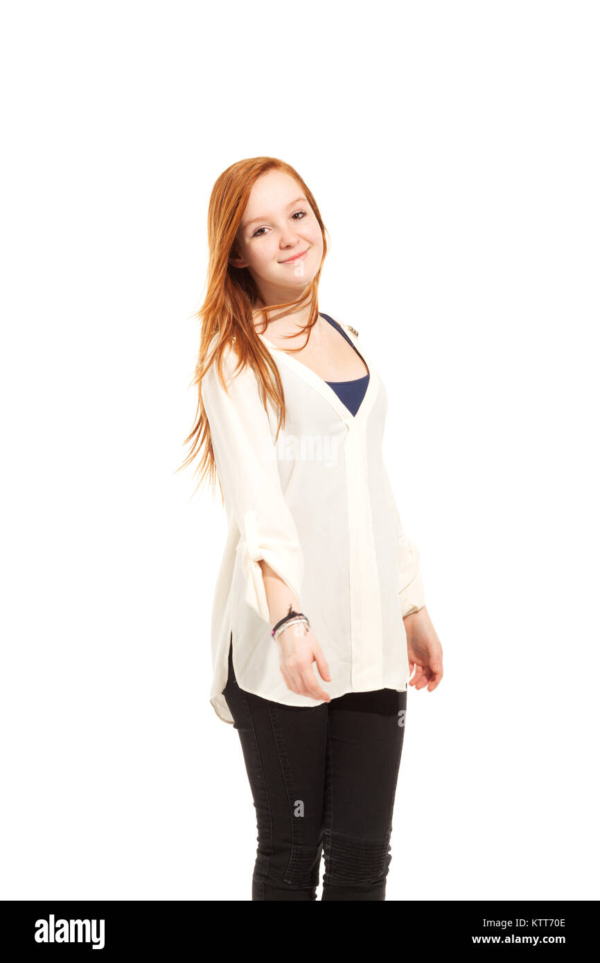 portrait of cute girl, isolated on white background Stock Photo - Alamy