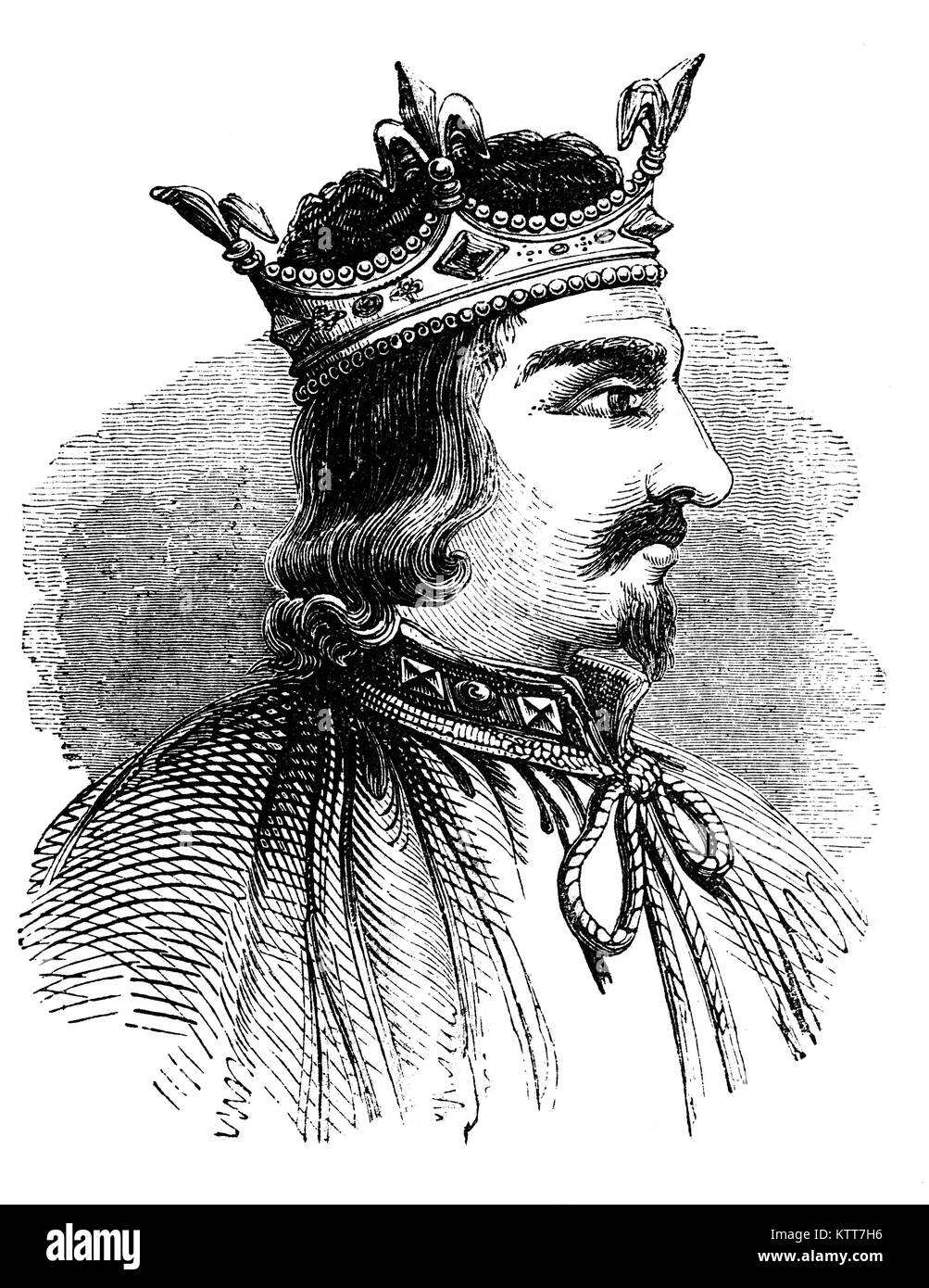 Stephen (1092/6 – 1154), often referred to as Stephen of Blois, was King of England from 1135 to his death, as well as Count of Boulogne from 1125 until 1147 and Duke of Normandy from 1135 until 1144. Stephen's reign was marked by the Anarchy, a civil war with his cousin and rival, the Empress Matilda. Stock Photo
