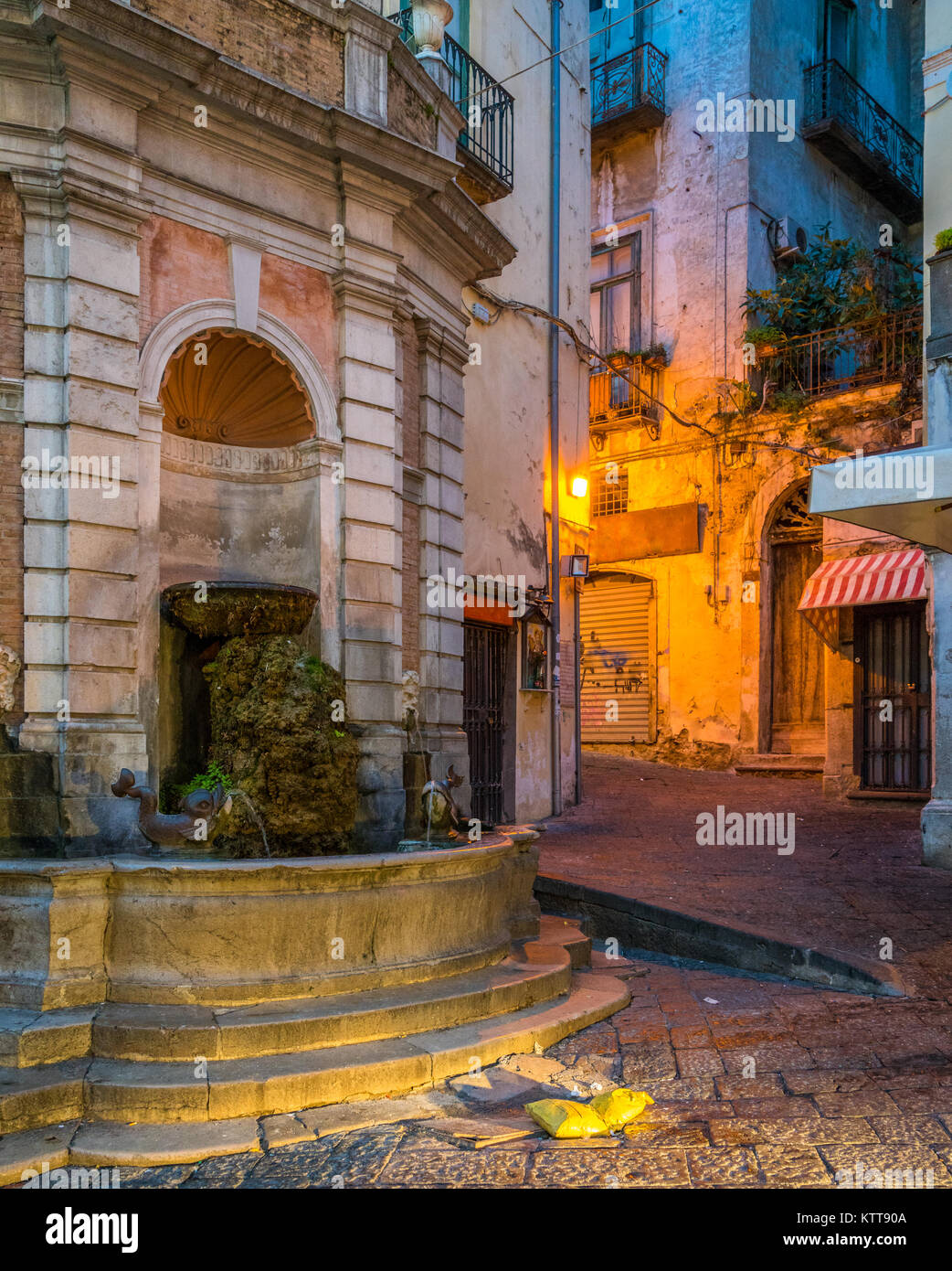 Salerno old town at sunset, Campania, Italy. Stock Photo