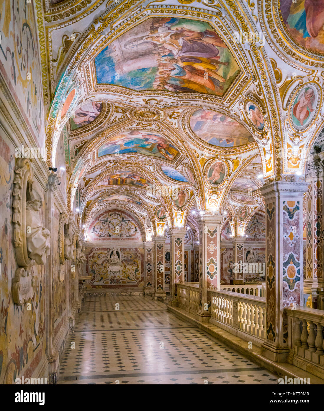 The colorful Crypt in the Duomo of Salerno, Campania, Italy Stock Photo ...