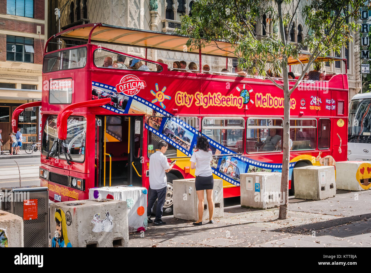 melbourne tourist bus Stock Photo