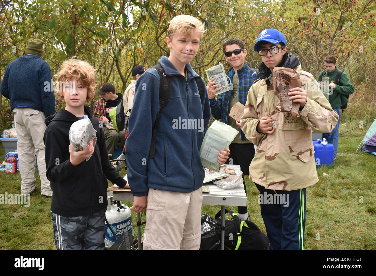 Boy Scouts enjoy MealsReadyToEat(MREs) at the New York Army National