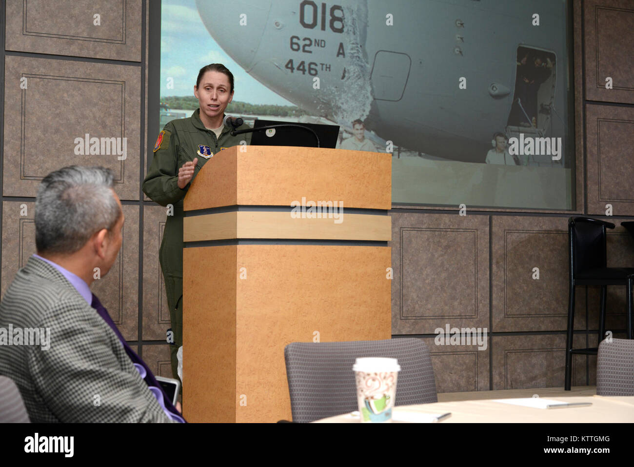 Col. Tyler R Donnell Col. Denise Donnell, commander of the 105th Airlift Wing, speaks during ...
