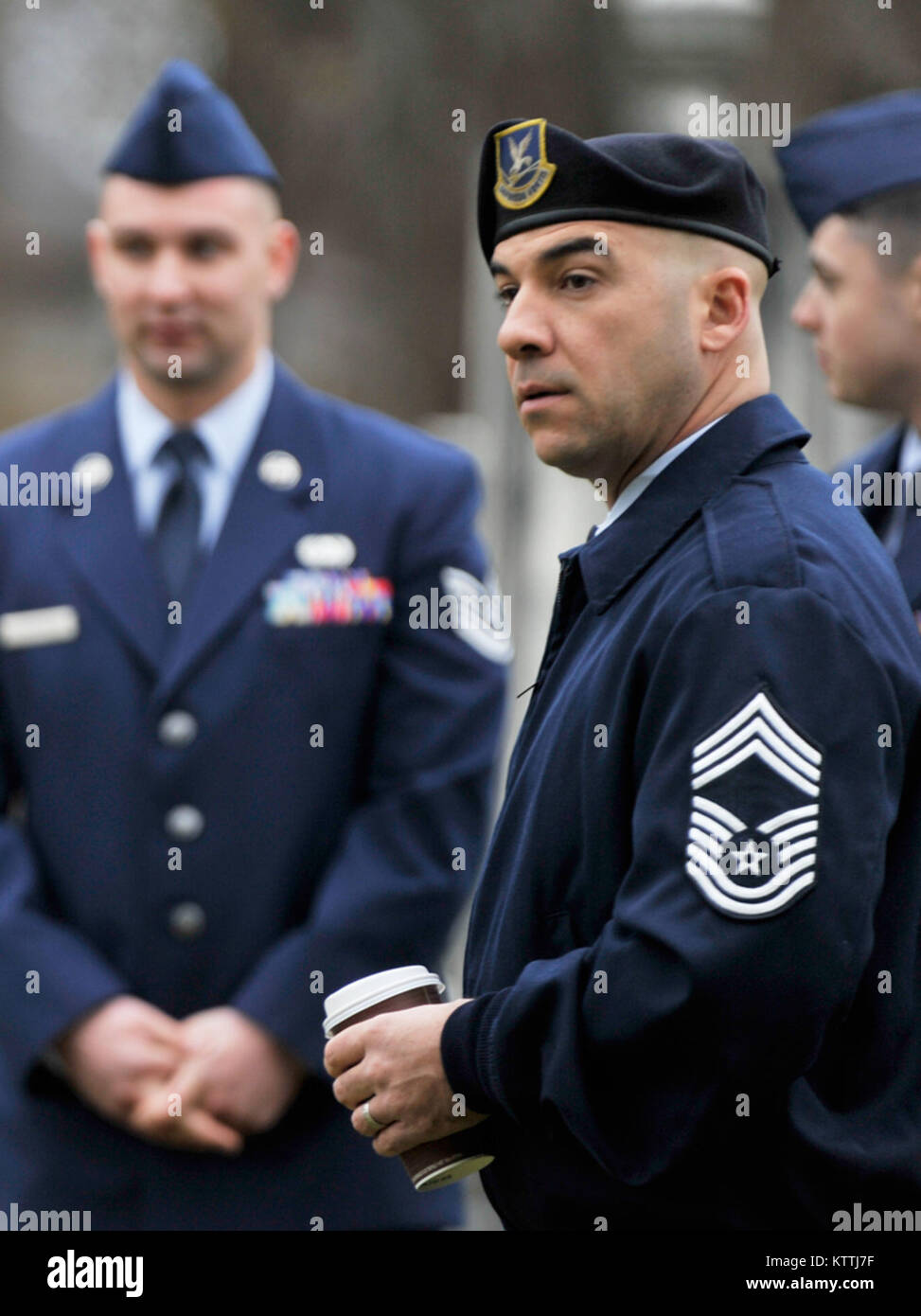 New York Air National Guard Color Guard, Chief Master Sgt. Josh Cawfee, marks the 235th birthday of President Martin Van Buren during a wreath laying ceremony at Van Buren's grave site in Kinderhook, New York on Tuesday, December 5th. The annual event recognizes the former President Martin Van Buren, a Columbia County native who died on July 24, 1862 in Kinderhook, N.Y. He was born on December 5, 1782. The United States Military honors former presidents by laying wreaths presented by the current president at their gravesites on the anniversary of their birth. ( New York Air Guard photo by TSgt Stock Photo