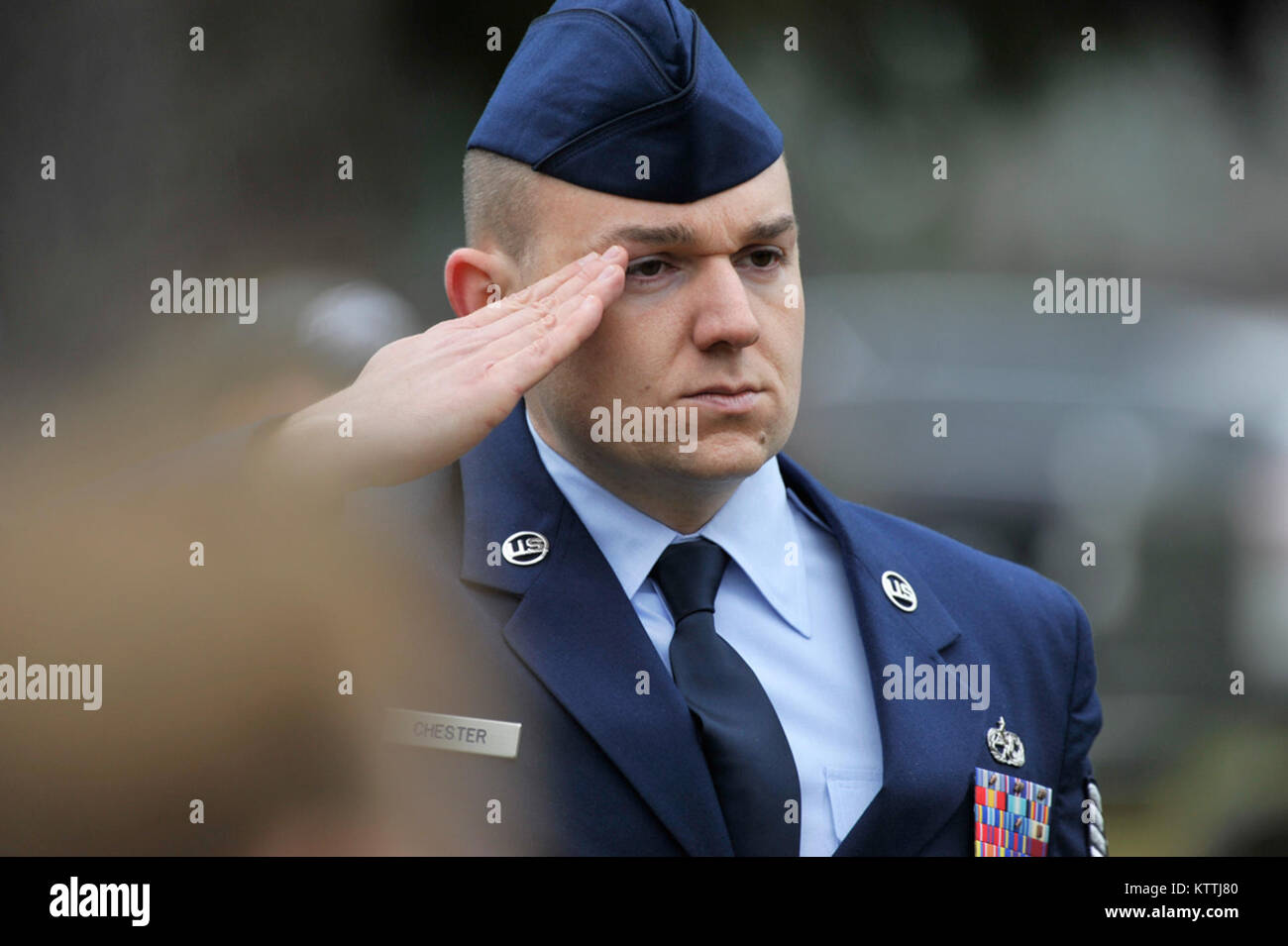 The New York Air National Guard Color Guard marks the 235th birthday of President Martin Van Buren during a wreath laying ceremony at Van Buren's grave site in Kinderhook, New York on Tuesday, December 5th. The annual event recognizes the former President Martin Van Buren, a Columbia County native who died on July 24, 1862 in Kinderhook, N.Y. He was born on December 5, 1782. The United States Military honors former presidents by laying wreaths presented by the current president at their gravesites on the anniversary of their birth. ( New York Air Guard photo by TSgt Stephen Girolami) Stock Photo