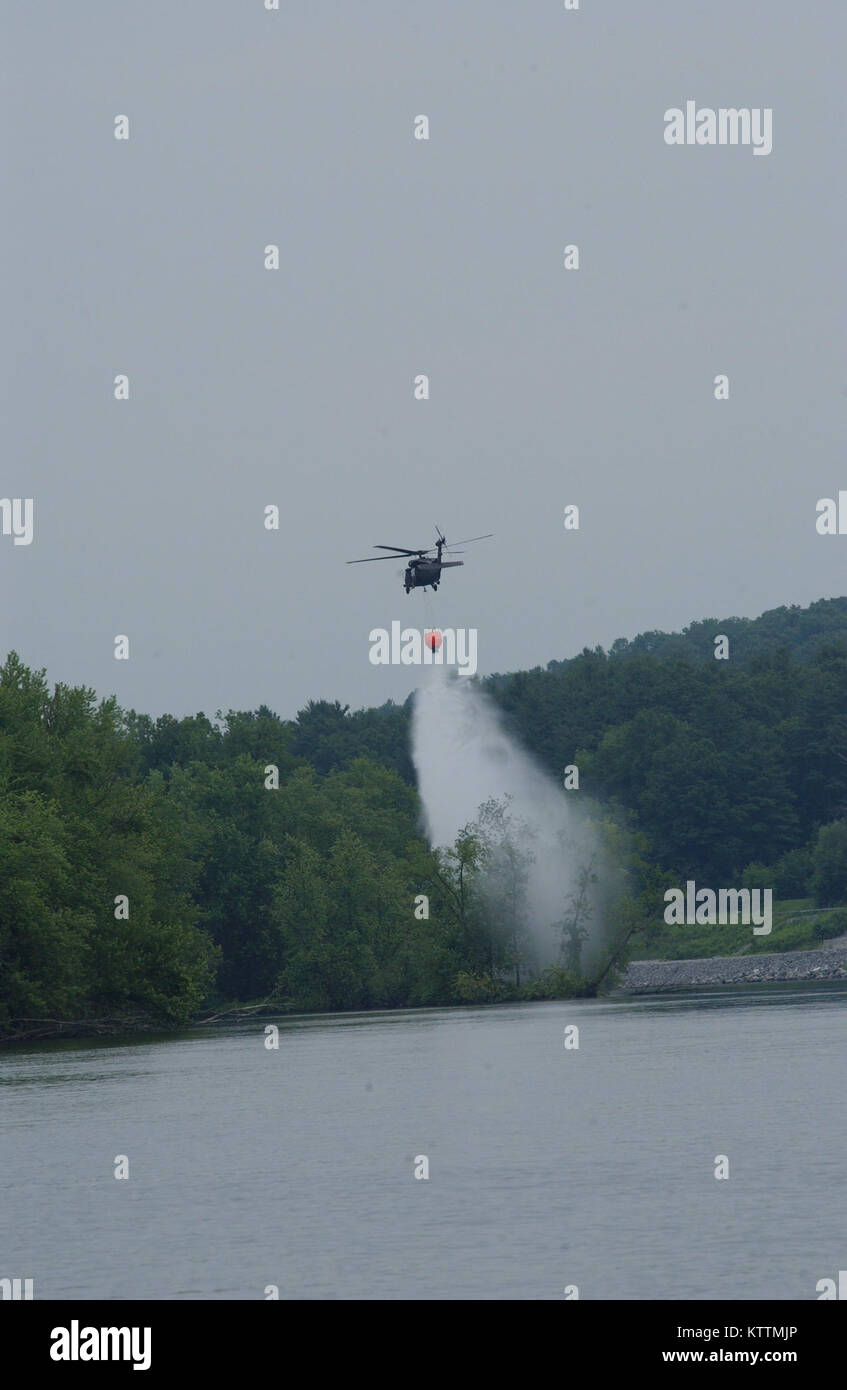 A New York Army National Guard UH60 Blackhawk helicopter lifts a Bambi