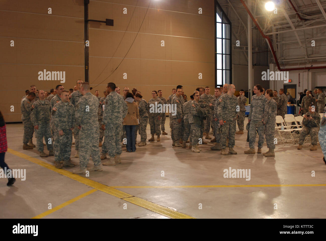 Hancock Field Air National Guard Base Soldiers gather together prior