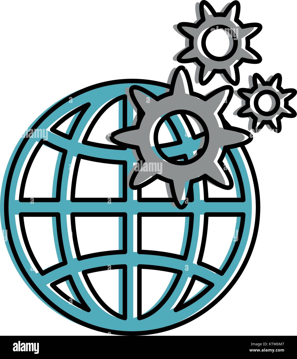 earth planet sphere with gears vector illustration design Stock Vector ...