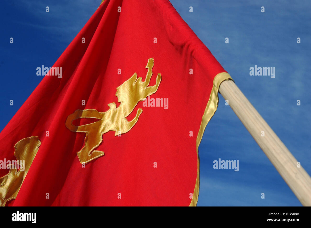 Heraldic banner decorated with liions Stock Photo