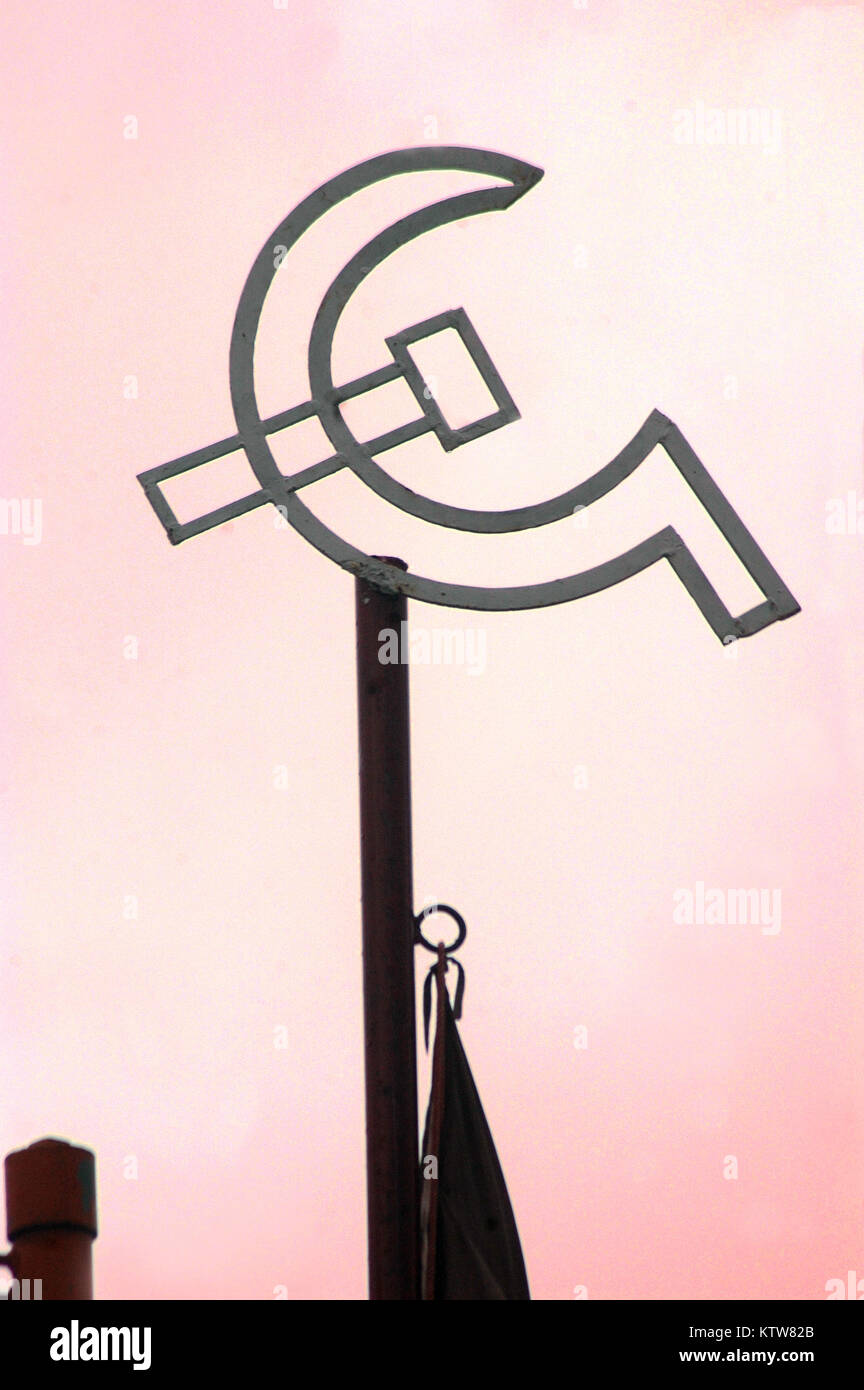 the standard of communism on a white background in India Stock Photo
