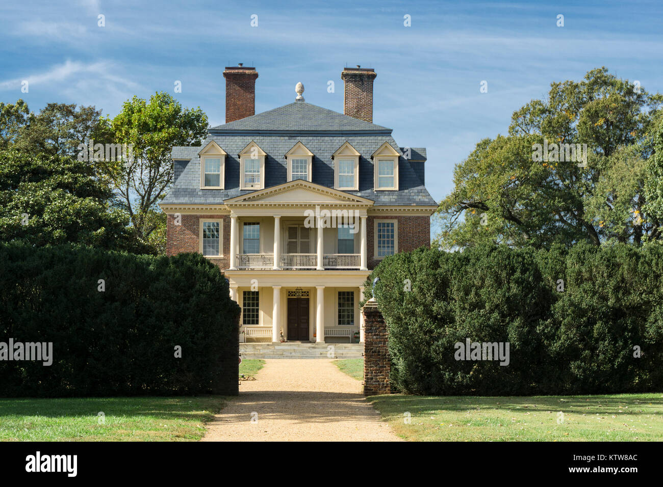 Shirley Plantation main residence along the James River. Stock Photo