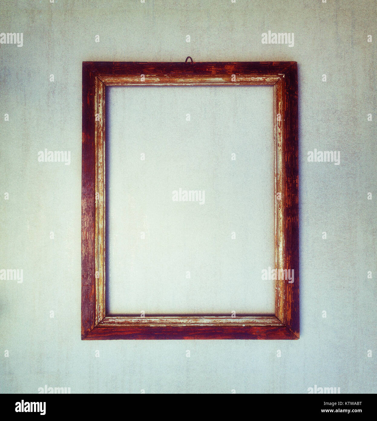 old wooden frame on a gray grunge background. toned image Stock Photo ...