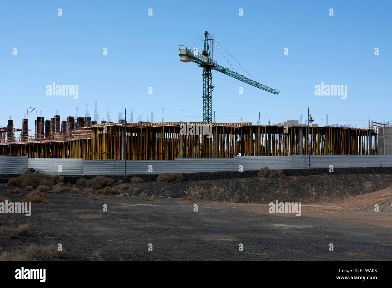 Building construction, Playa Blanca, Lanzarote, Canary Islands, Spain. Stock Photo