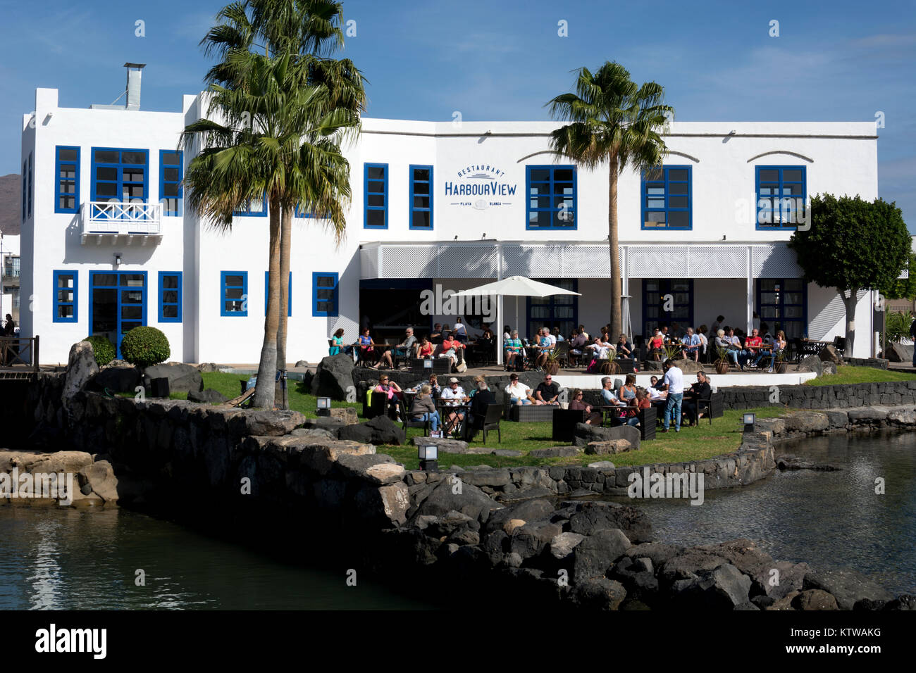 The Harbour View restaurant, Playa Blanca, Lanzarote, Canary Islands, Spain. Stock Photo