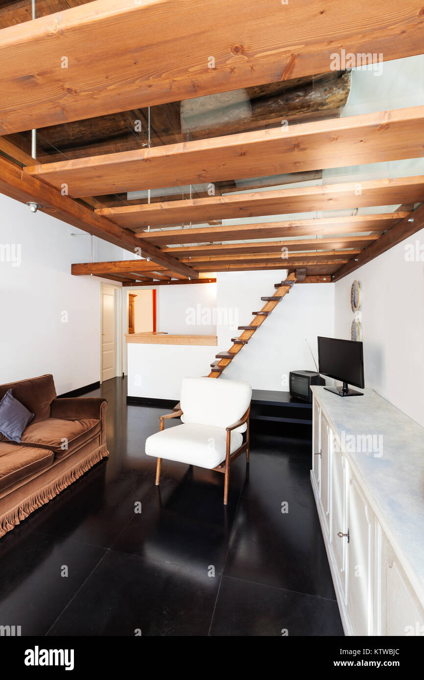 Interior, beautiful loft, living room view Stock Photo - Alamy