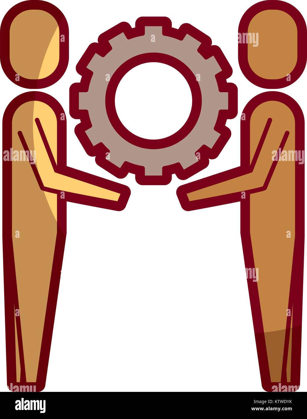 two businessmen holding gear teamwork concept Stock Vector Image & Art ...