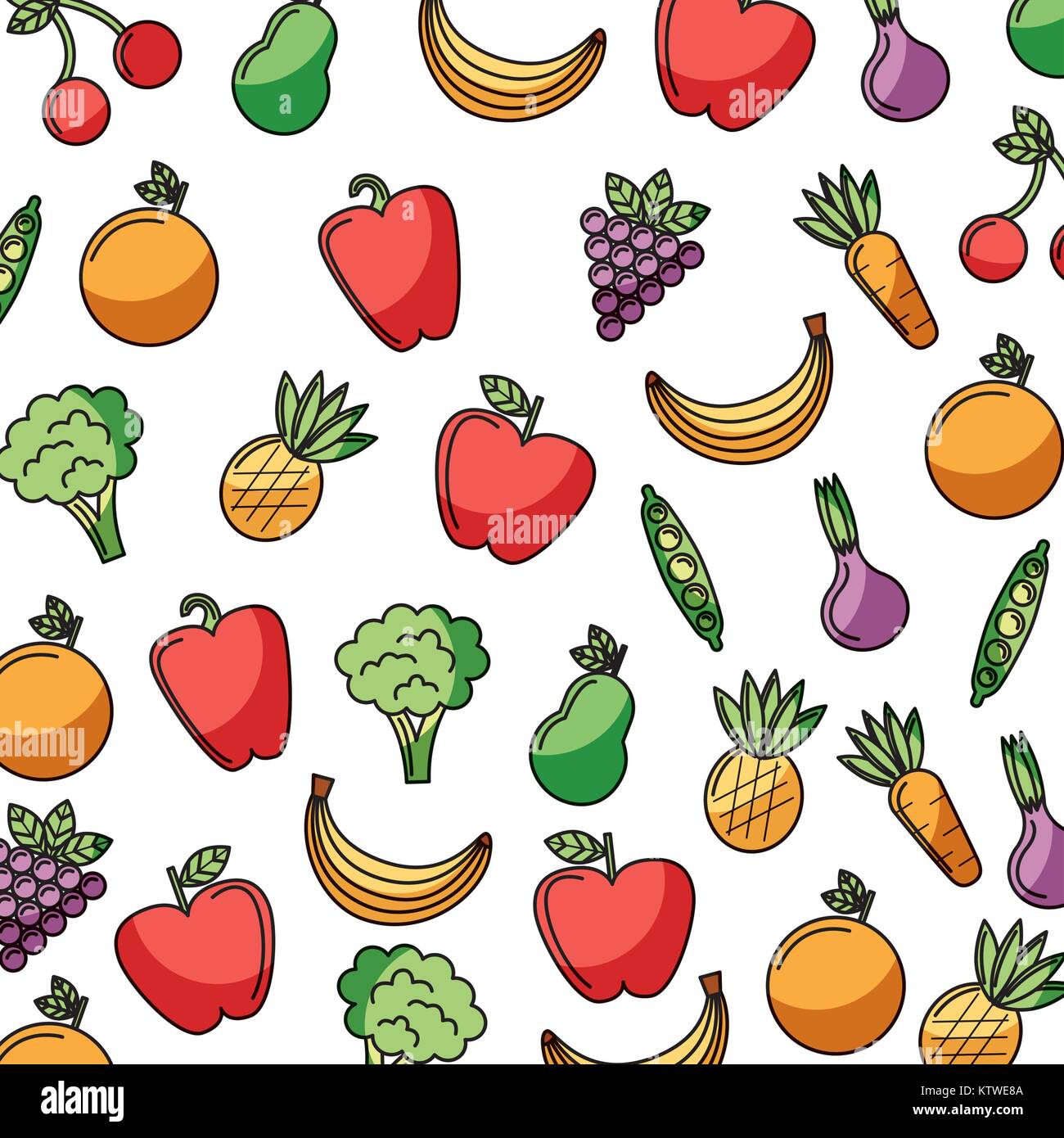 vegetables and fruits fresh food seamless pattern Stock Vector Image ...