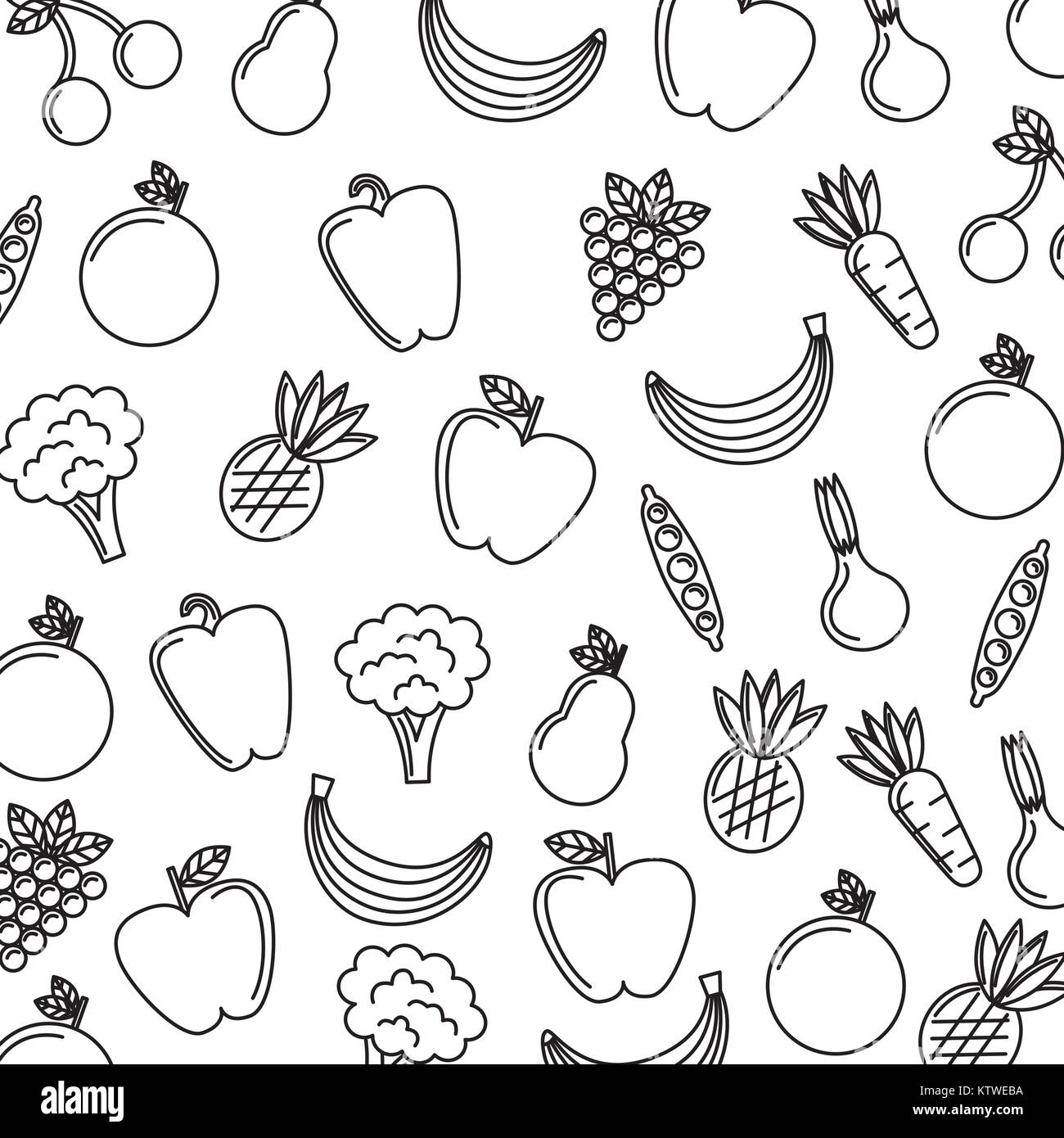 vegetables and fruits fresh food seamless pattern Stock Vector Image ...