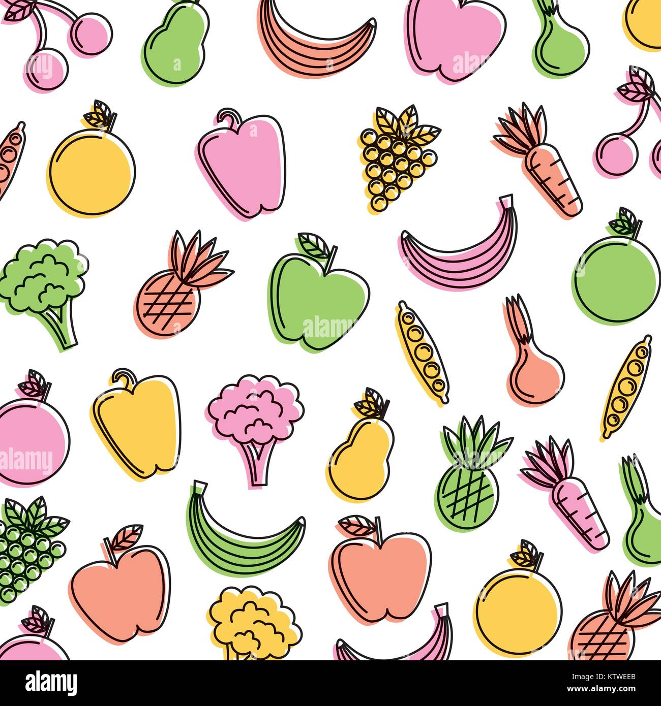 vegetables and fruits fresh food seamless pattern Stock Vector Image ...