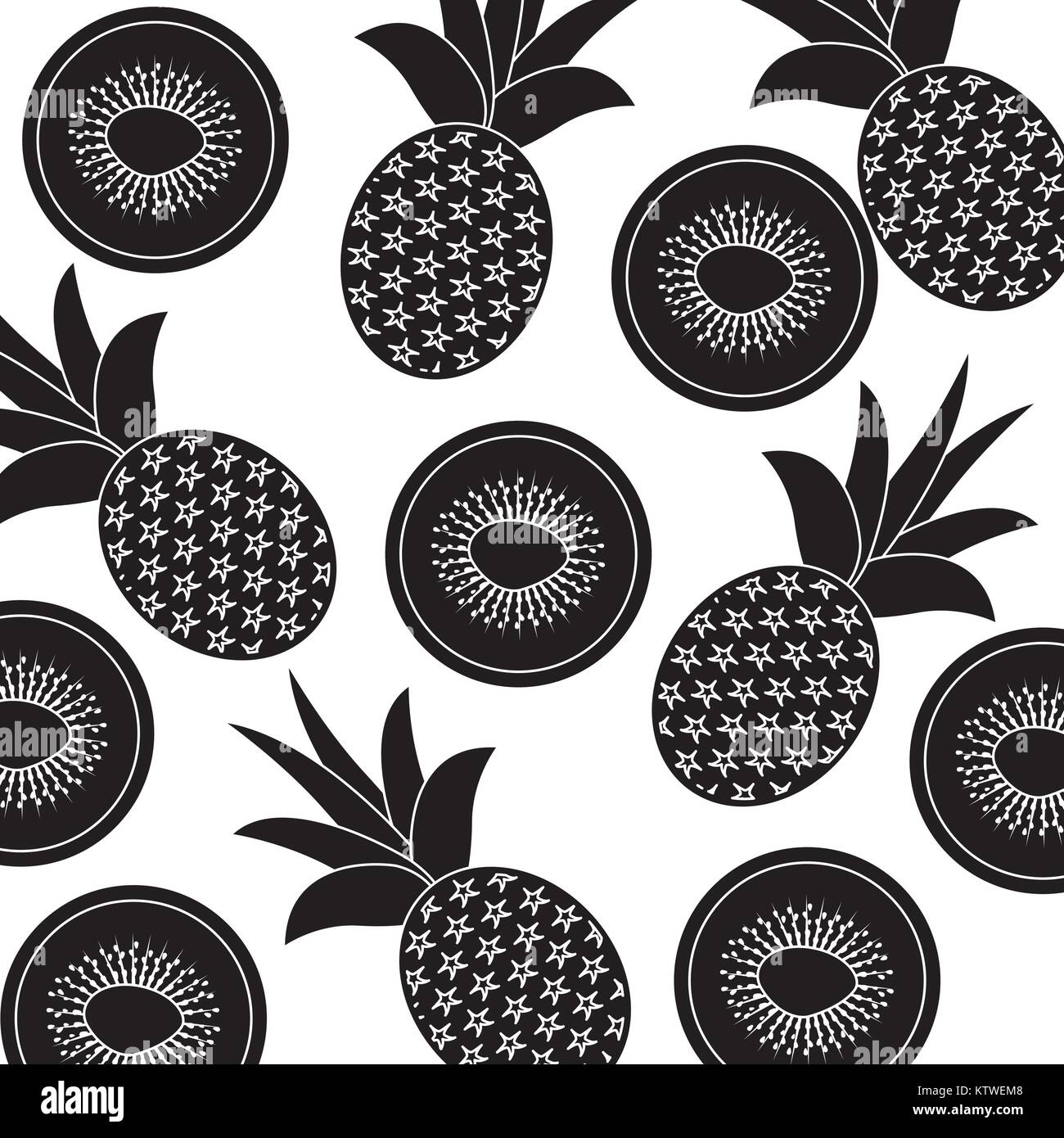 seamless pattern fruit pineapple and kiwi fresh Stock Vector Image ...