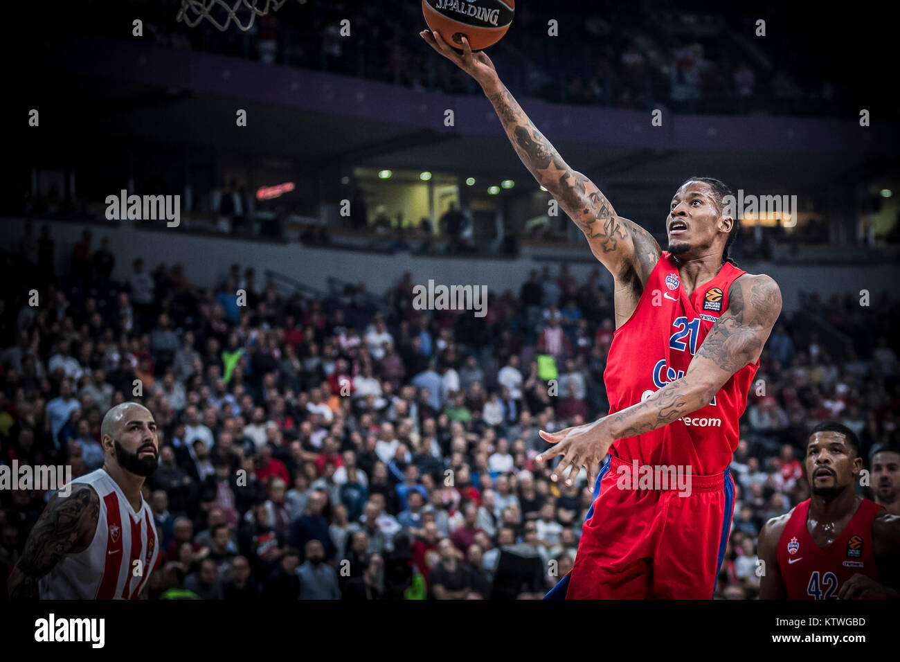 Forward Will Clyburn of CSKA Moscow drives to the basket during the match Stock Photo