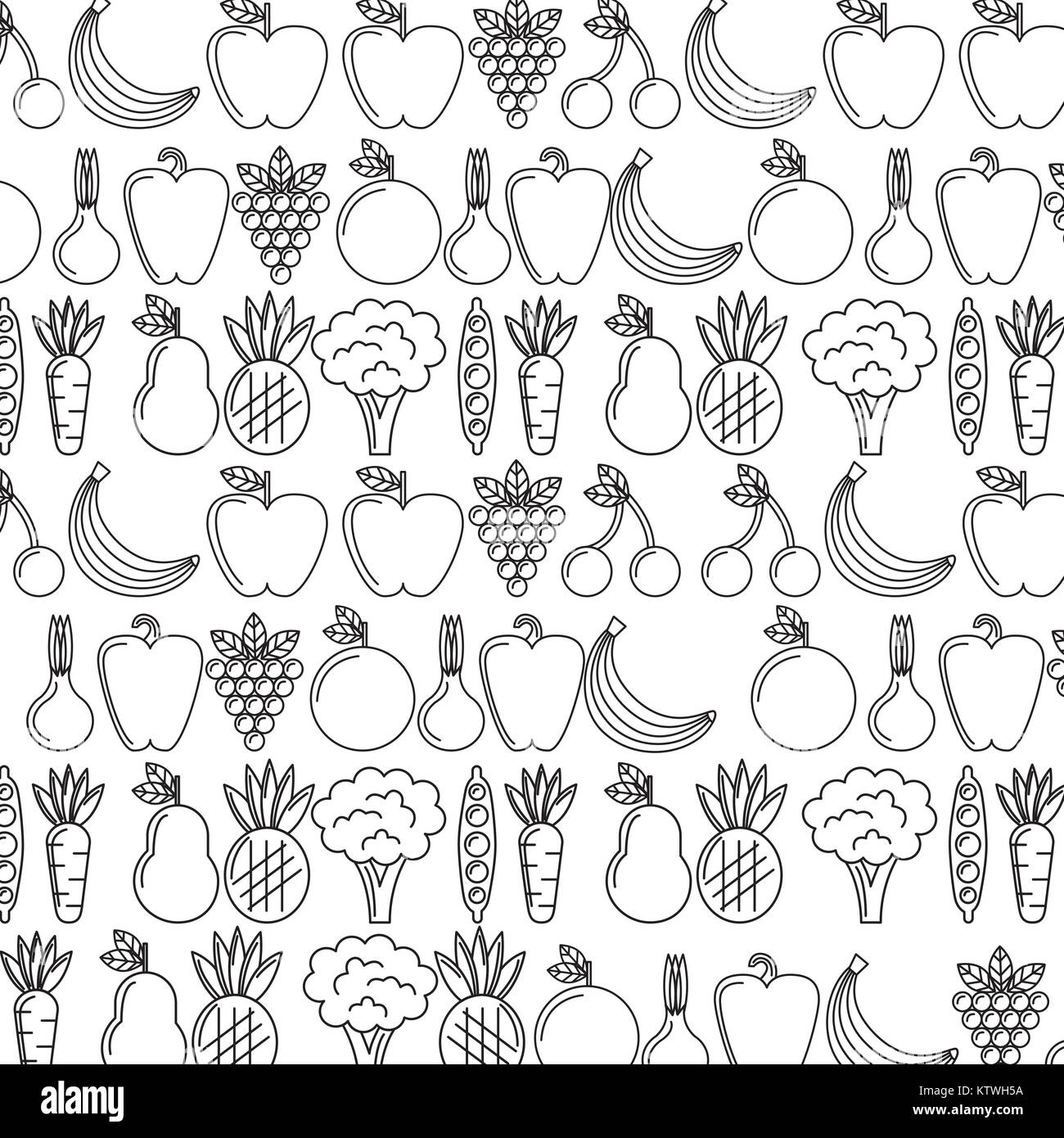 vegetable and fruits food fresh seamless pattern vector illustration ...
