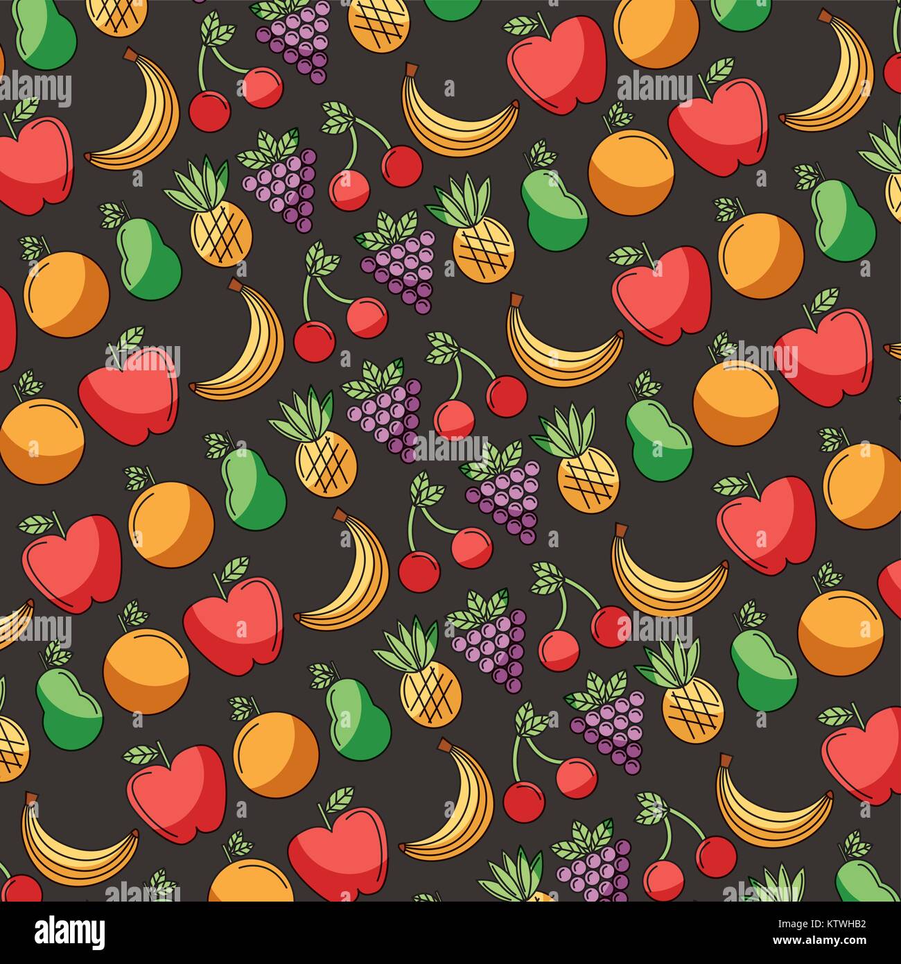 fresh food fruits seamless pattern vector illustration Stock Vector ...