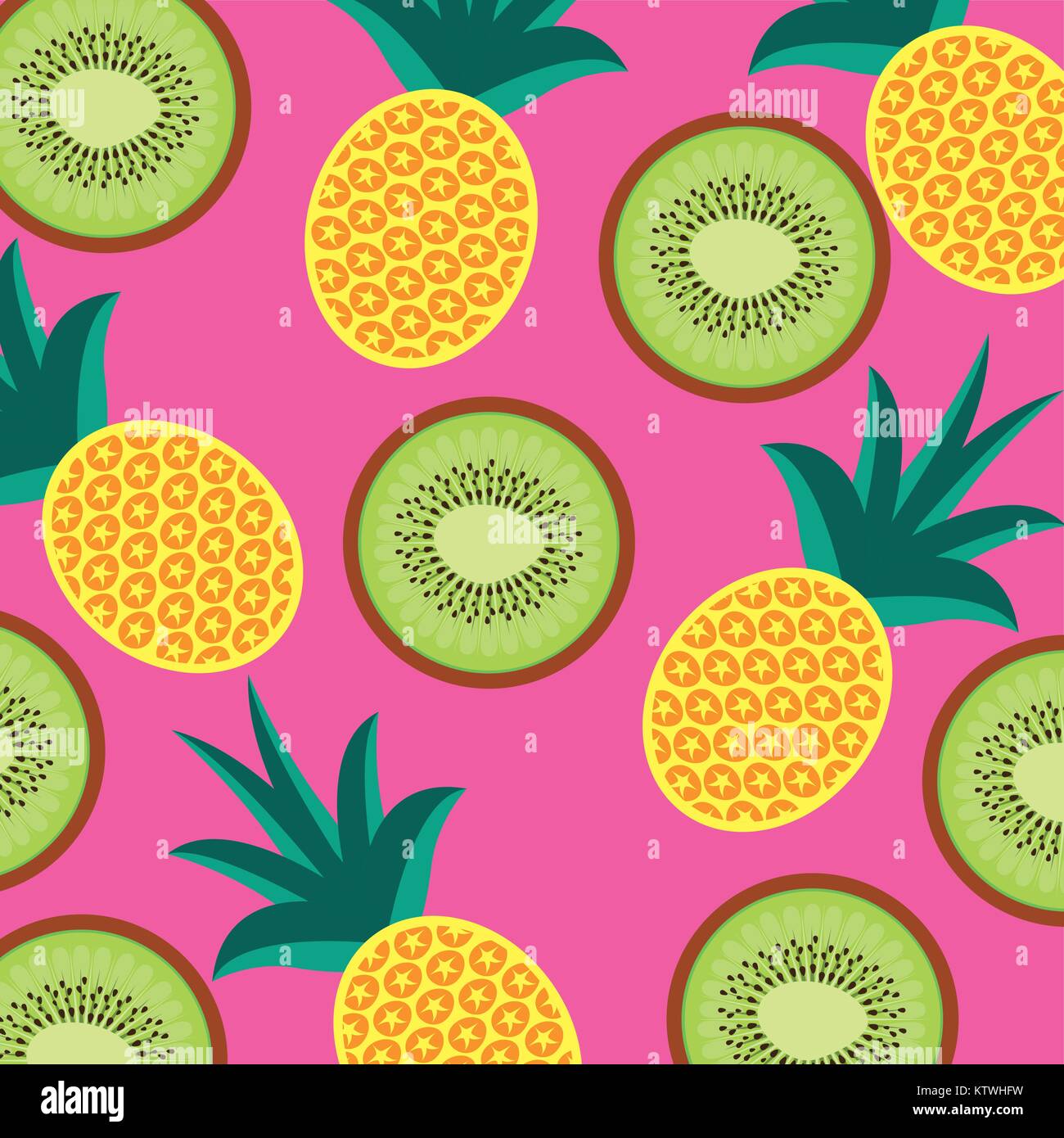 food fruit pineapple and kiwi seamless pattern vector illustration ...