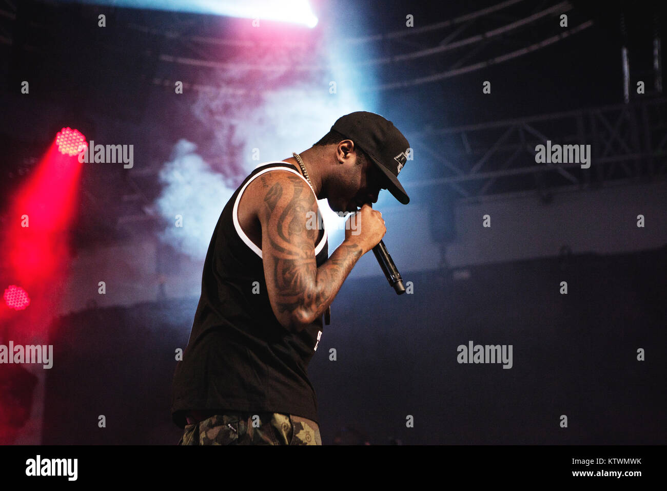 The American rapper and record producer Justin Scott originates from Mississippi and is better known by his stage name Big K.R.I.T. He is here pictured at a live concert at Roskilde Festival 2012. Denmark 08/07 2012. Stock Photo