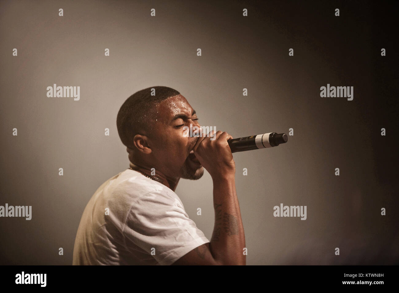 The American rapper Nas (pictured) and the Jamaican reggae artist Damian Marley released the common album ‘Distant Relatives’ and are here pictured at a live concert at Vega in Copenhagen. Denmark 06/07 2010. Stock Photo