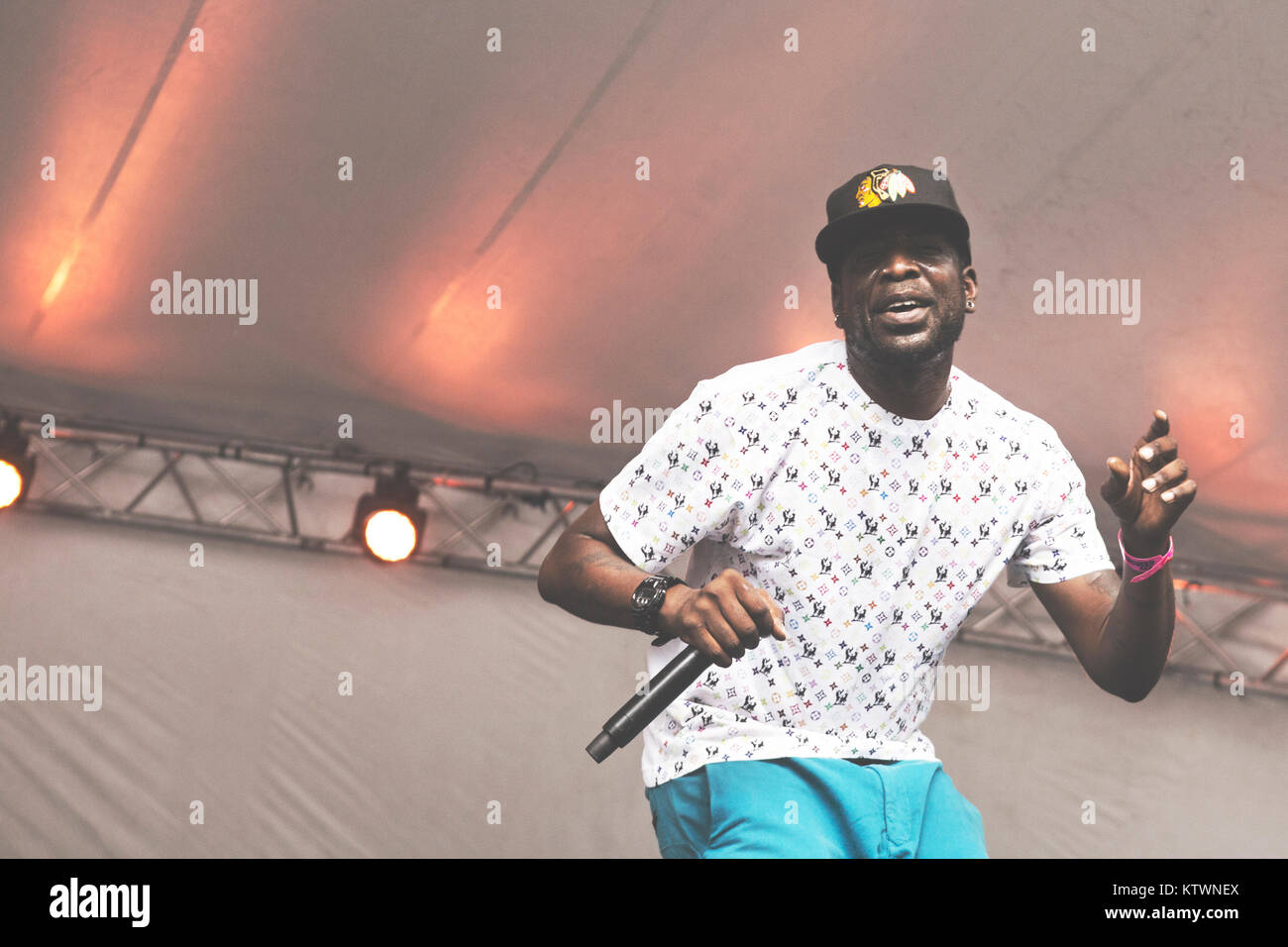 The American rap and hip hop group The Pharcyde performs a live concert at Vanguard Festival 2014 in Copenhagen. Here the rapper Imani is pictured live on stage. Denmark, 02/08 2014. Stock Photo