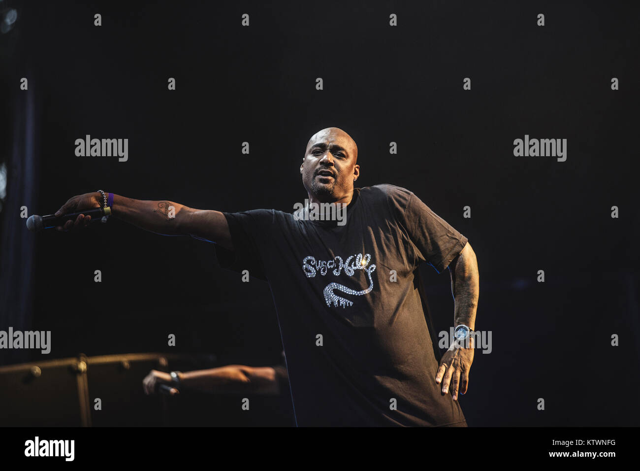 The American hip hop and rap group The Sugarhill Gang performs a live concert at the Danish music festival Vanguard Music Festival 2015 in Copenhagen. Denmark, 01/08 2015. Stock Photo