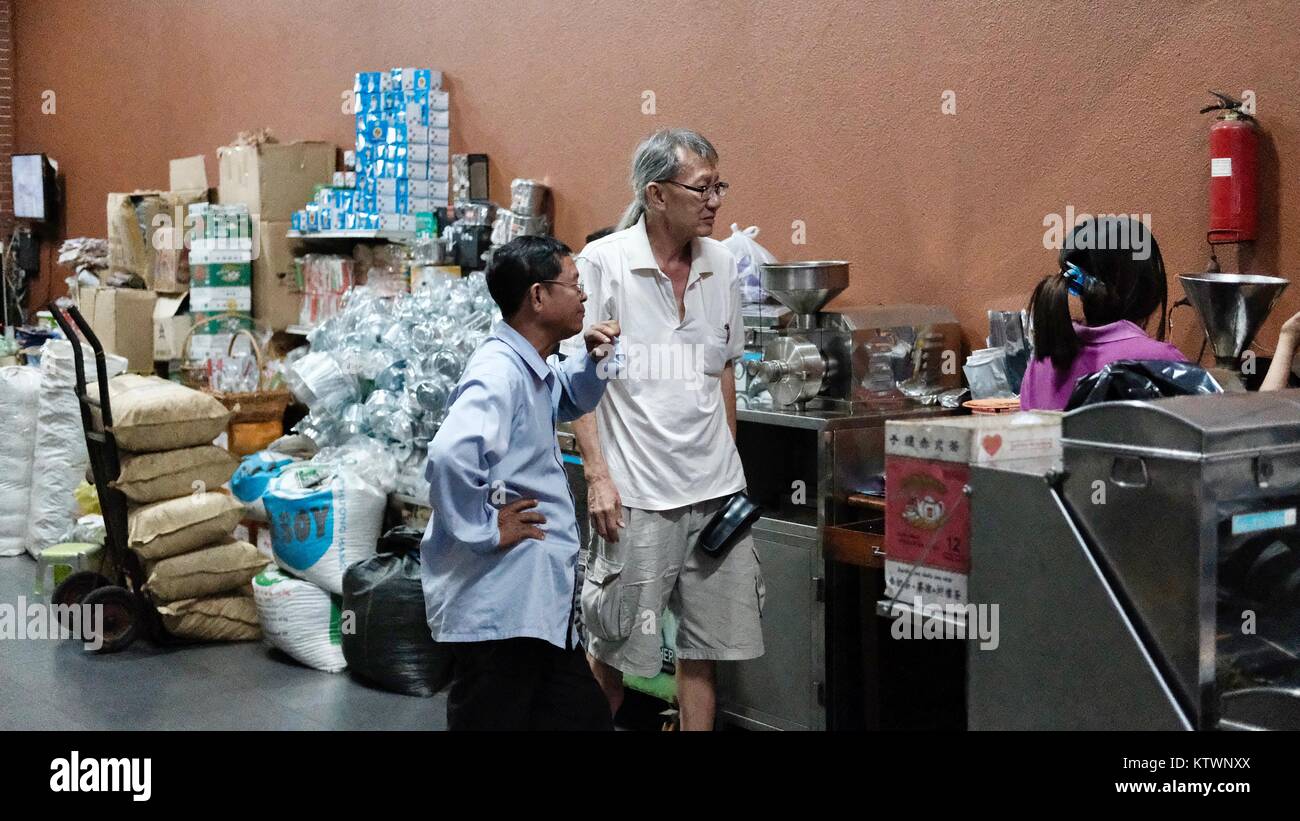 Inside View of Fresh Ground Roasted Coffee Bean Sellers Shop Oknha Tep