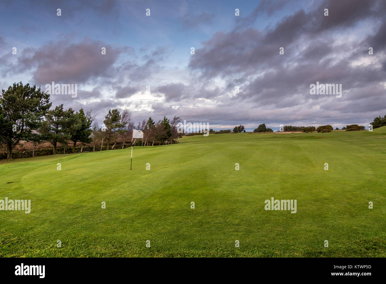 13th Green at Crosland Heath Golf Club, Crosland moor, Huddersfield, West Yorkshire, England, UK. Stock Photo