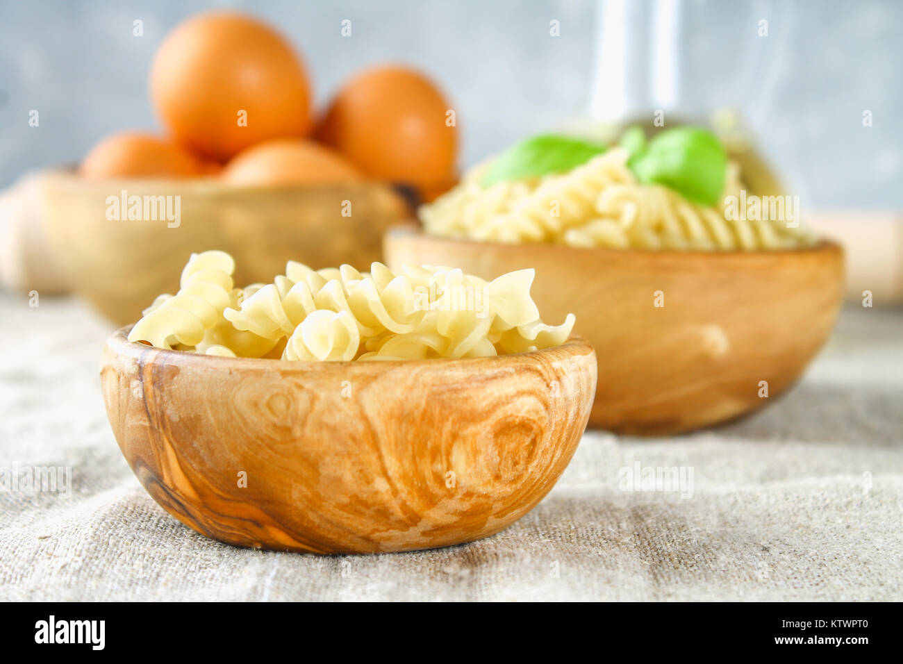 Helix or corkscrewshaped pasta. Rotini macaroni. Related to fusilli