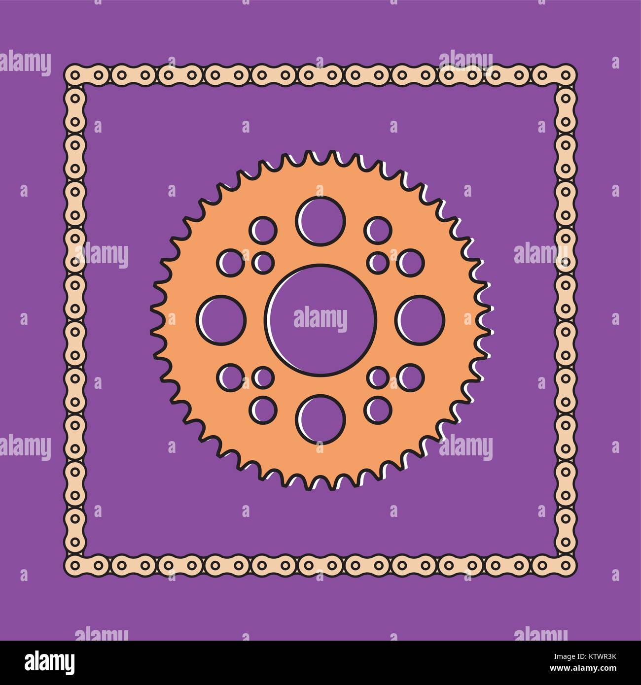 Set of sprocket wheel and chain. Vector illustration Stock Vector Image