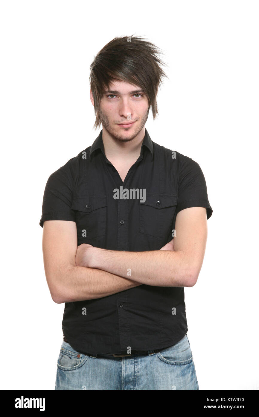 young man photo studio portrait, white background Stock Photo - Alamy