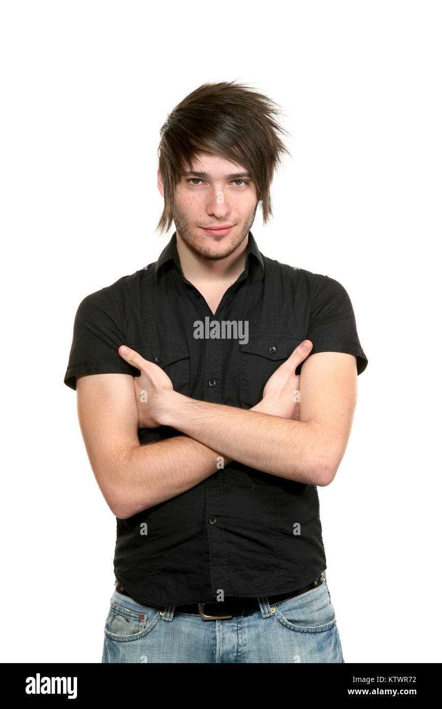 young man photo studio portrait, white background Stock Photo - Alamy