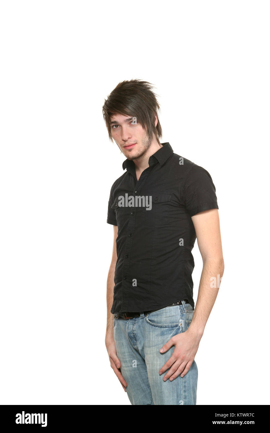 young man photo studio portrait, white background Stock Photo - Alamy