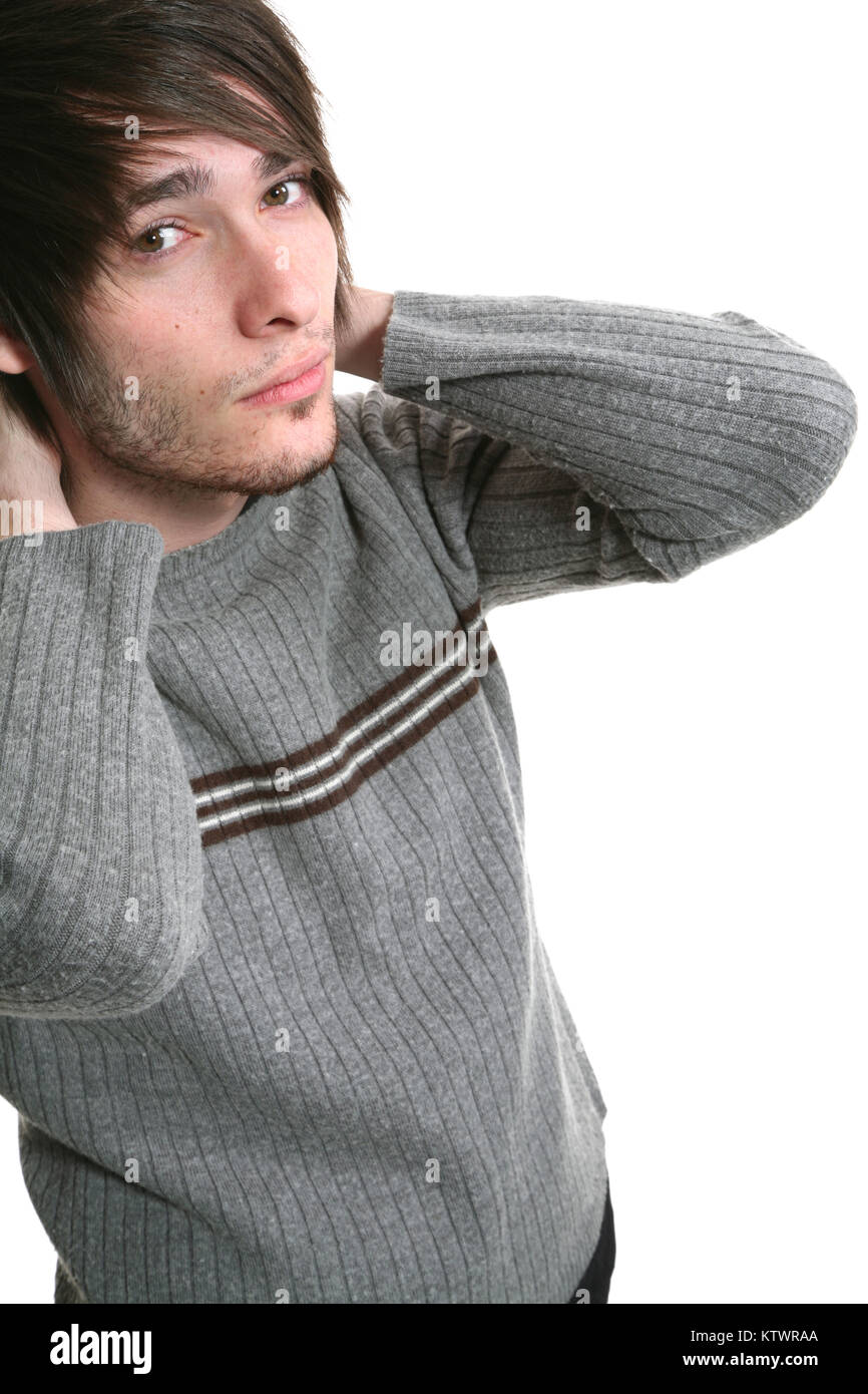 young man photo studio portrait, white background Stock Photo - Alamy