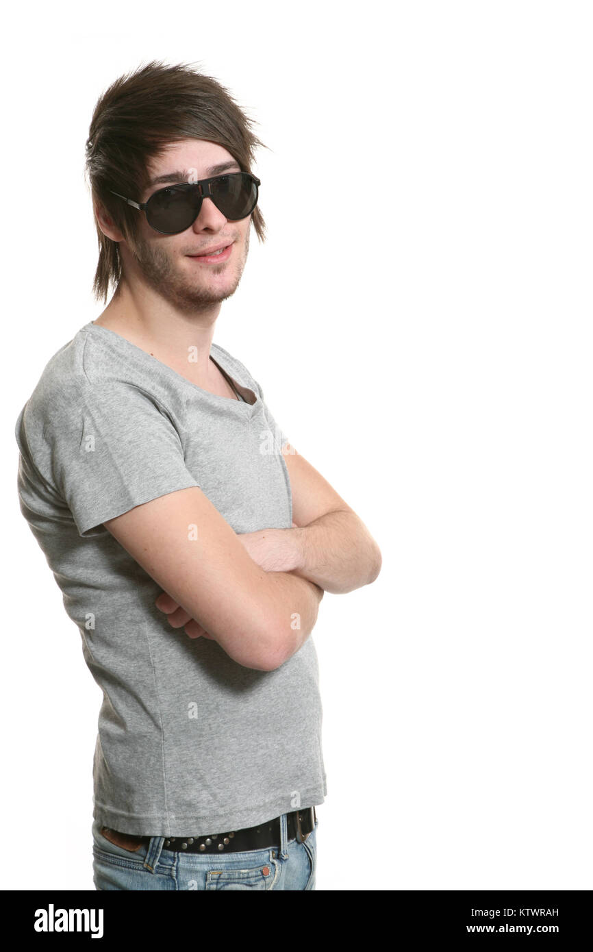 young man photo studio portrait, white background Stock Photo - Alamy
