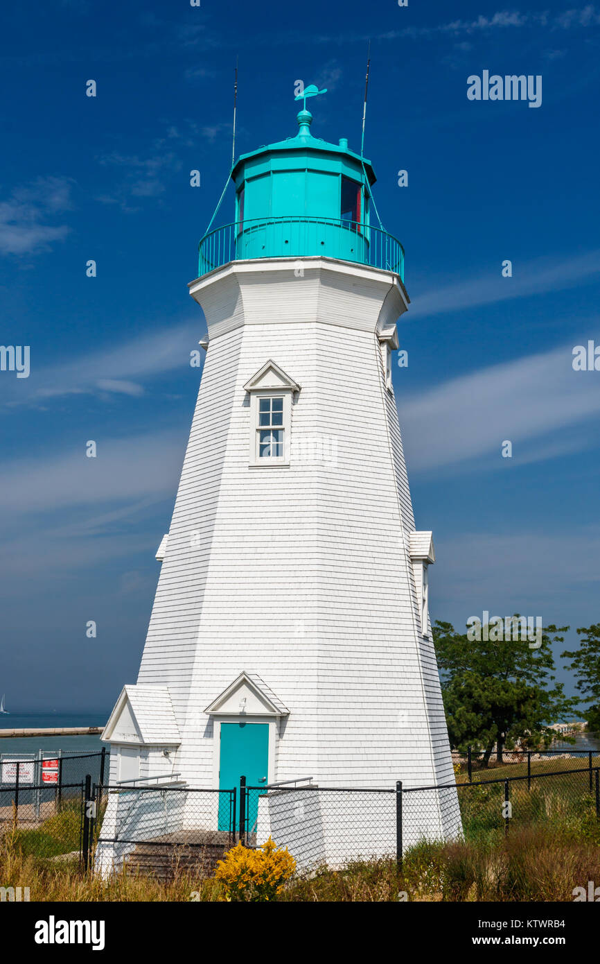Beautiful old lighthouse at Port Dalhousie Harbour, St. Catharines, Ontario, Canada Stock Photo