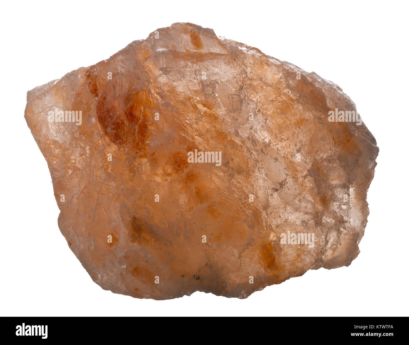 Raw, unprocessed crystal salt stone (NaCl) from Pakistan isolated on white background Stock Photo