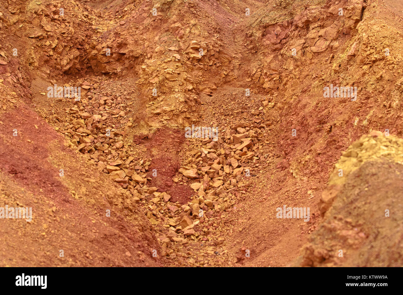 Bauxite mine, raw weathered bauxite sedimentary rock on surface Stock